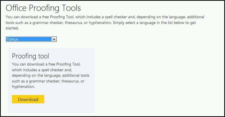 Office 2013 ve İmla Denetimi Araçları (Proofing Tools) Kurulumu