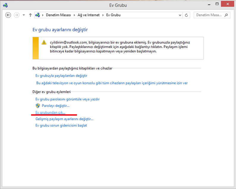 Windows 8 ve 8.1'de Ev Grubu'nun (Homegroup) Kaldırılması